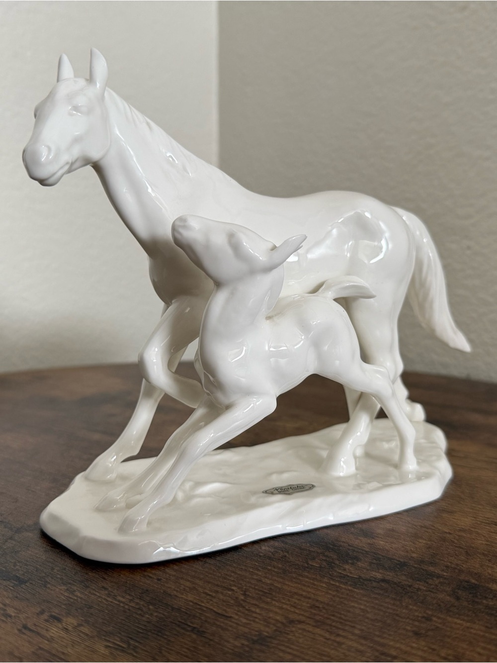 Vintage Noritake Nippon Toki Kaisha White Mare with Foal Bone China 6.5"